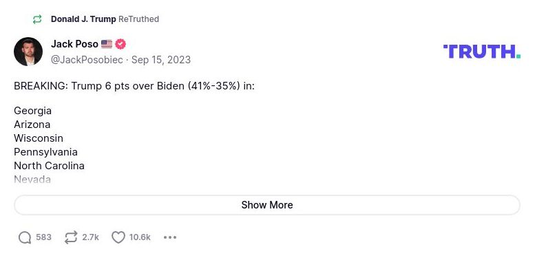 Post image from Donald Trump