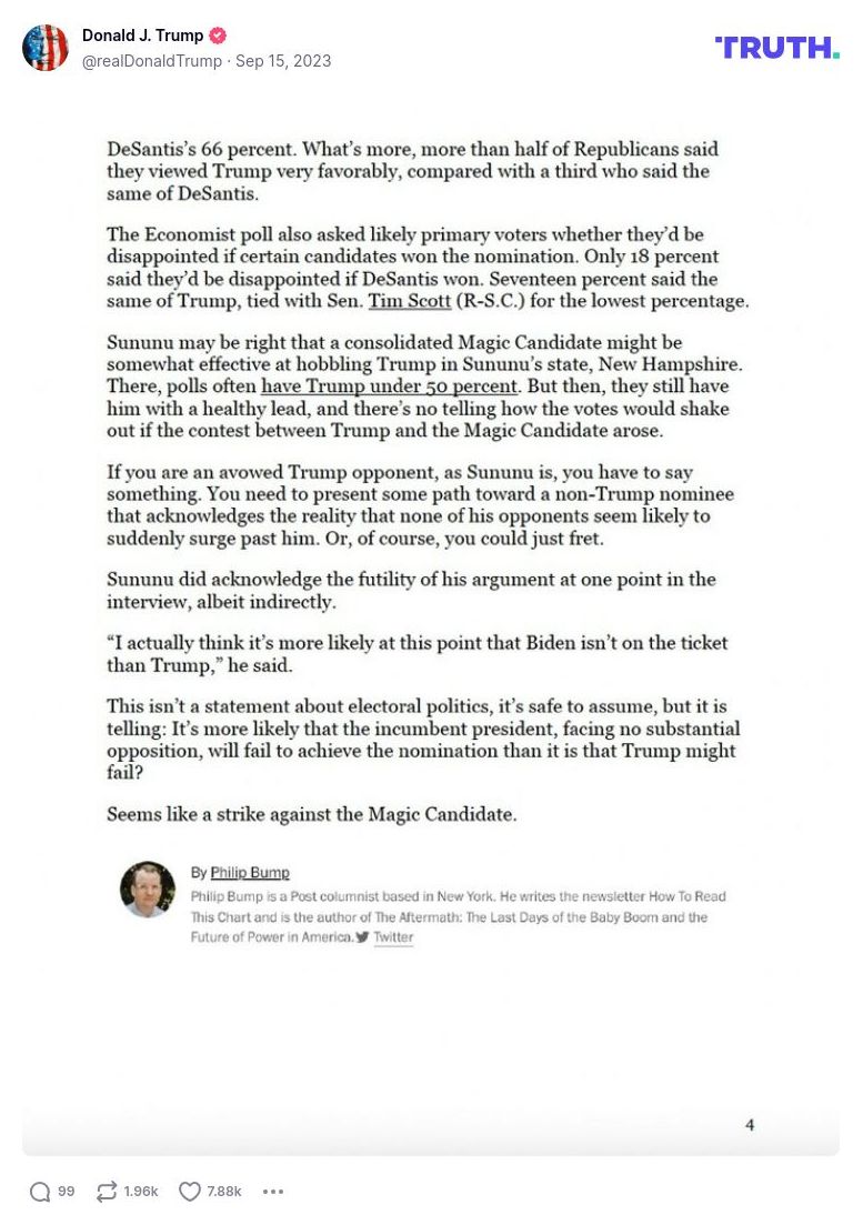 Post image from Donald Trump