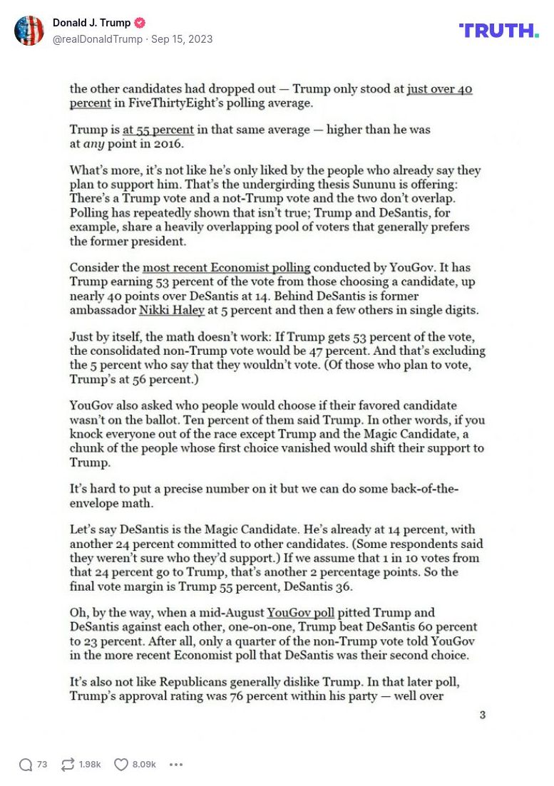 Post image from Donald Trump