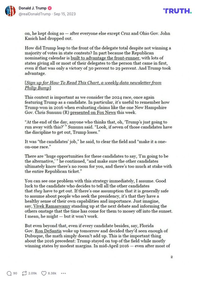 Post image from Donald Trump