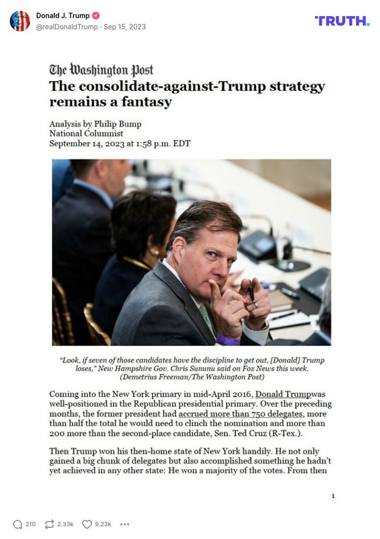 Post image from Donald Trump