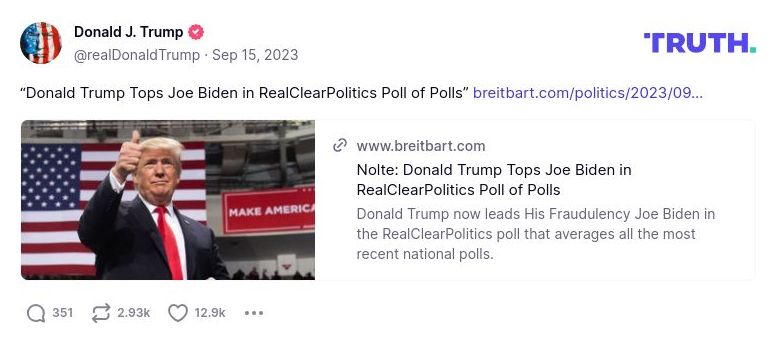 Post image from Donald Trump