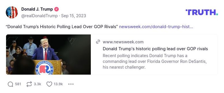 Post image from Donald Trump