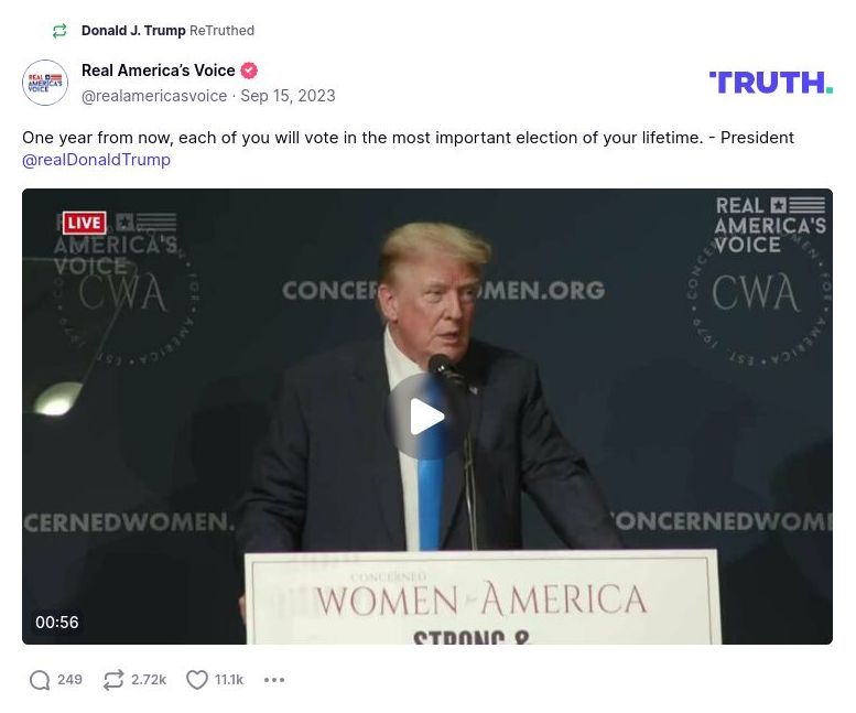 Post image from Donald Trump