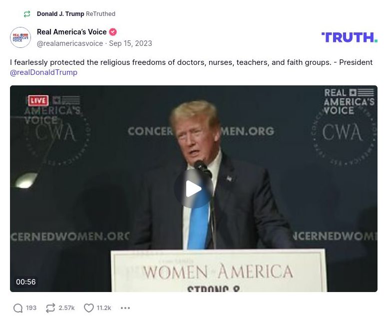 Post image from Donald Trump