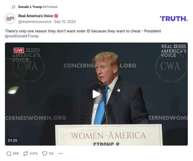 Post image from Donald Trump