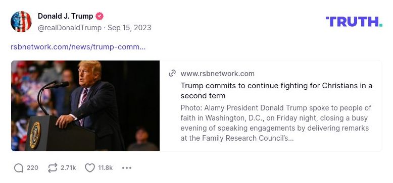 Post image from Donald Trump