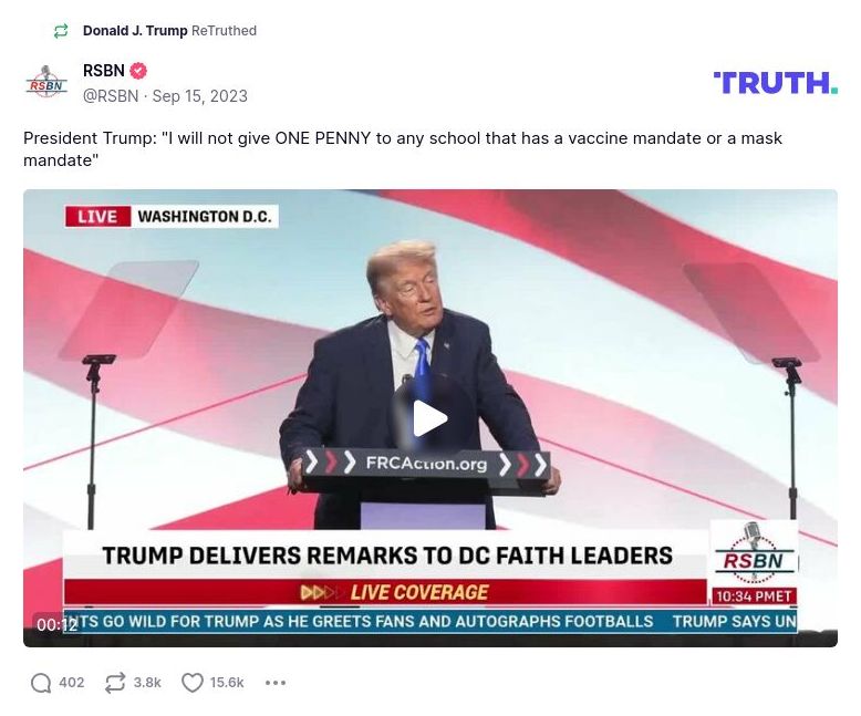 Post image from Donald Trump