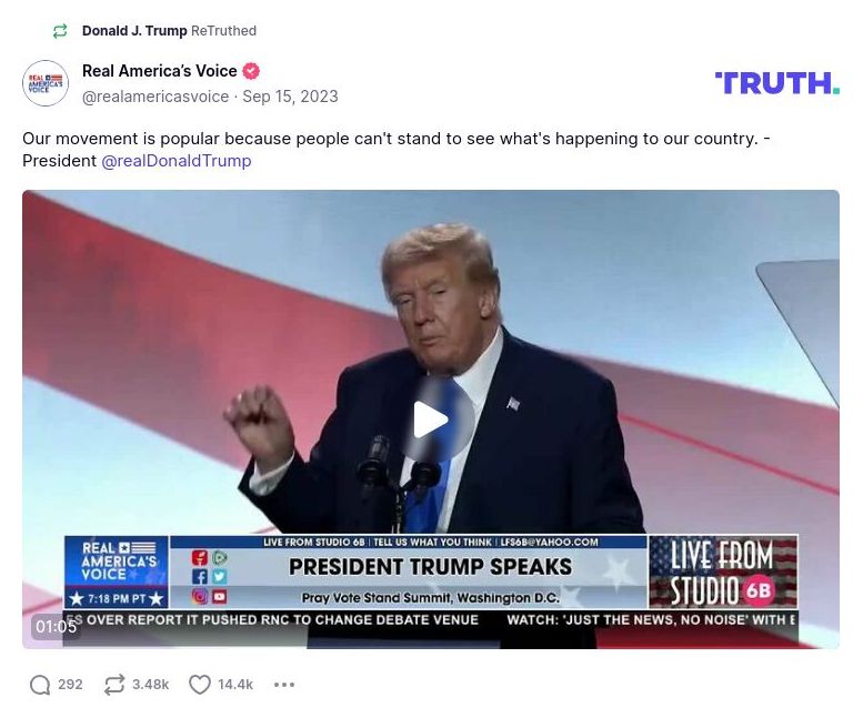 Post image from Donald Trump