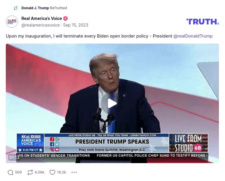 Post image from Donald Trump