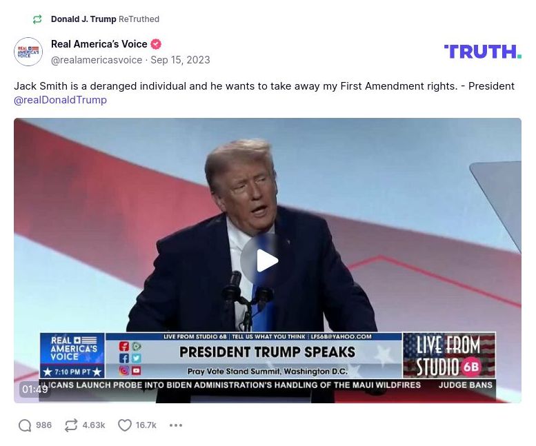 Post image from Donald Trump