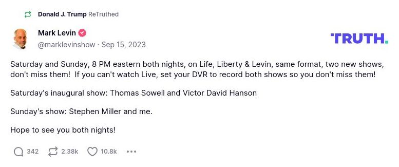 Post image from Donald Trump