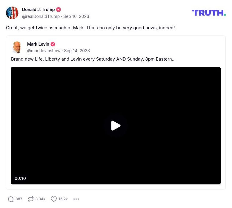 Post image from Donald Trump