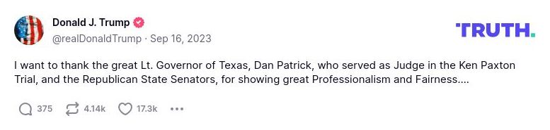 Post image from Donald Trump