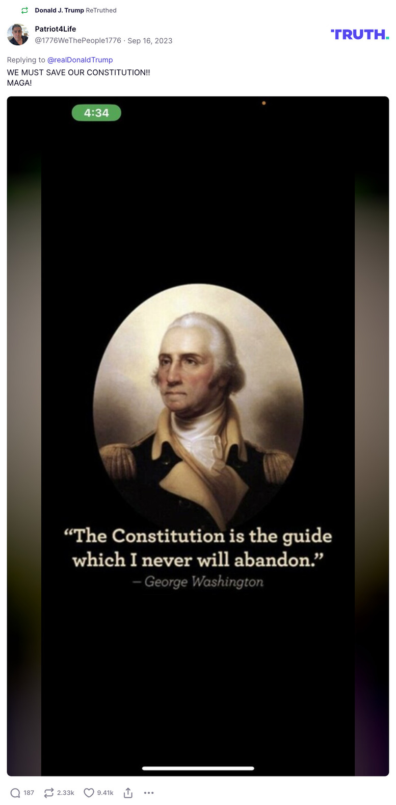 Post image from Donald Trump