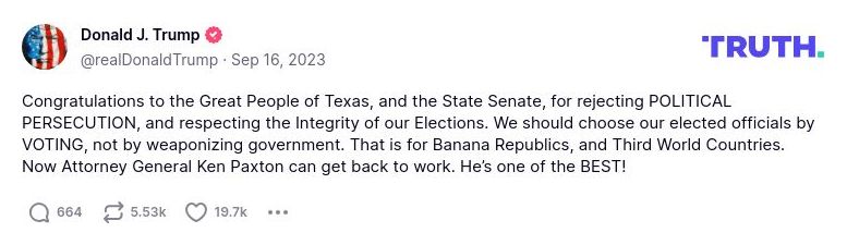 Post image from Donald Trump