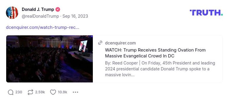 Post image from Donald Trump