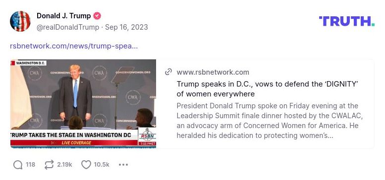 Post image from Donald Trump