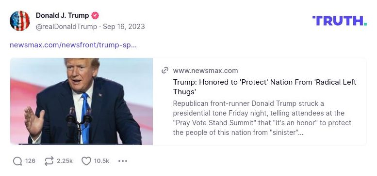 Post image from Donald Trump