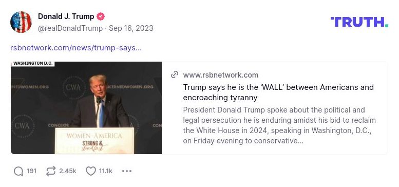 Post image from Donald Trump