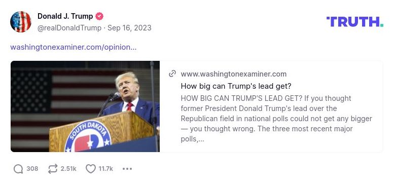 Post image from Donald Trump