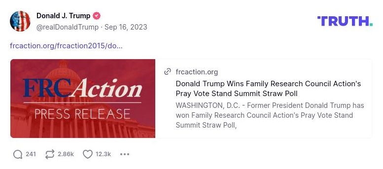 Post image from Donald Trump