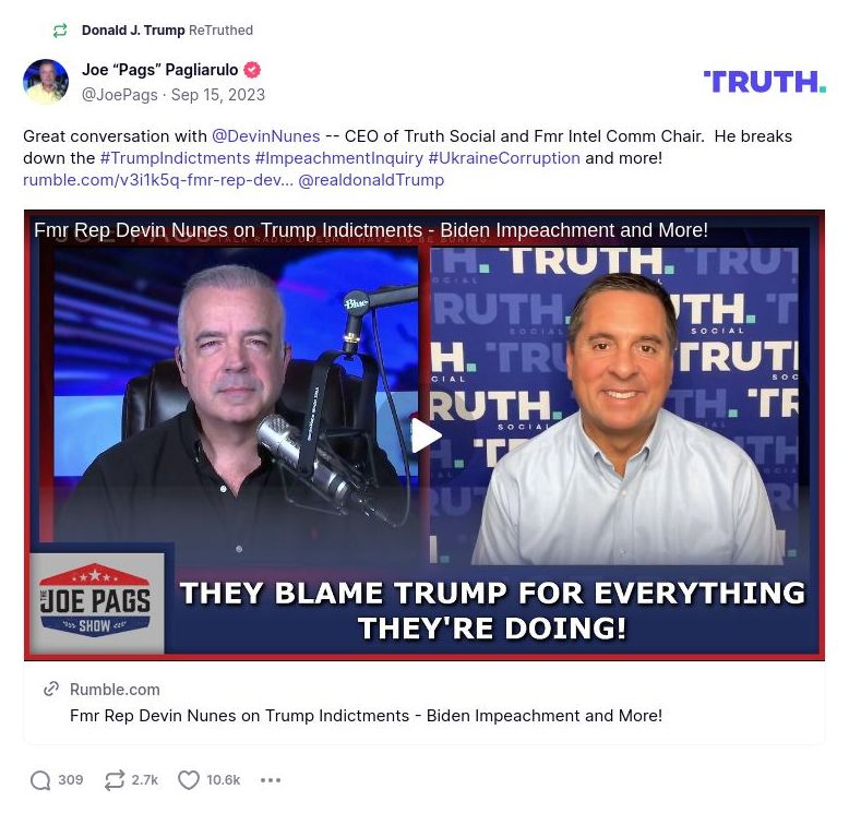 Post image from Donald Trump