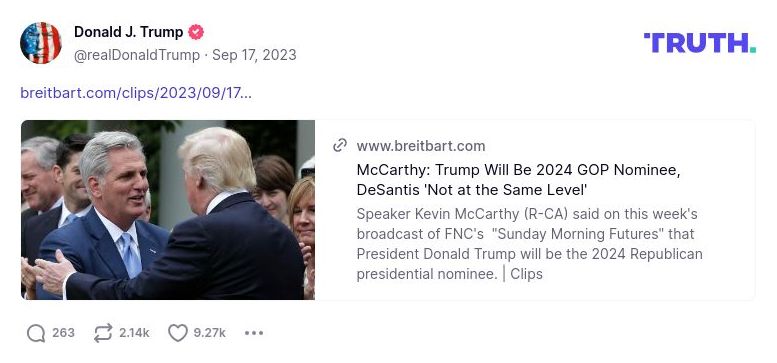 Post image from Donald Trump