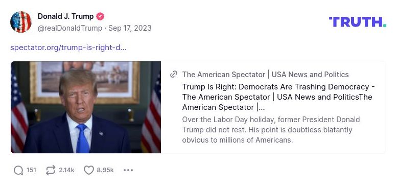 Post image from Donald Trump