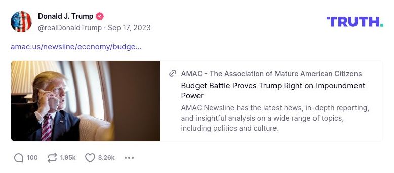 Post image from Donald Trump