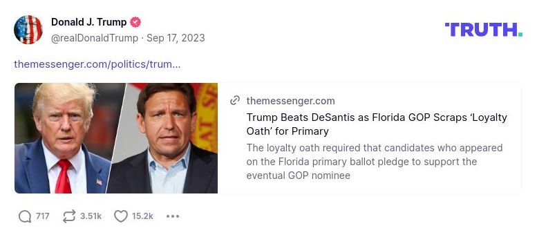 Post image from Donald Trump