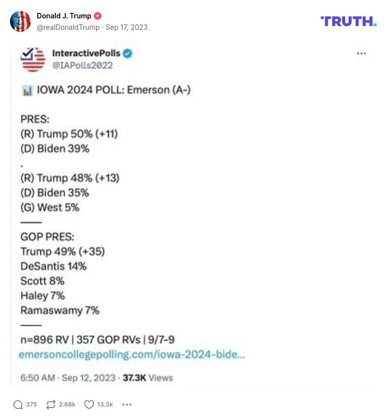 Post image from Donald Trump