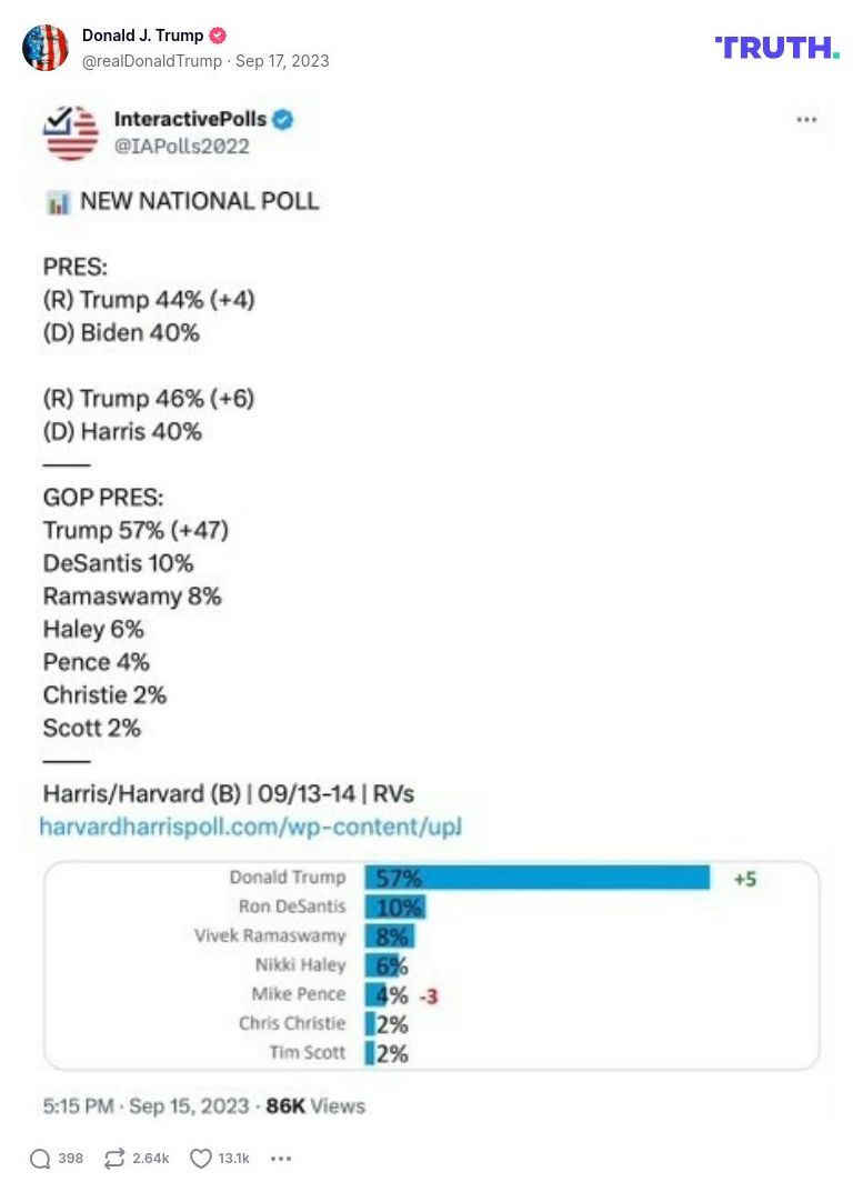 Post image from Donald Trump