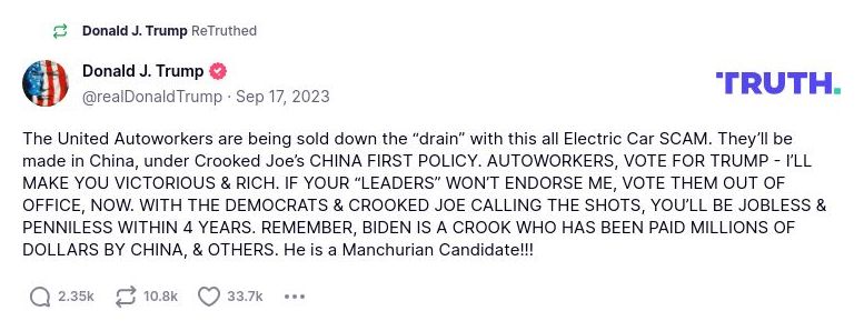 Post preview from Donald Trump