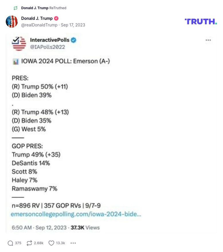 Post image from Donald Trump