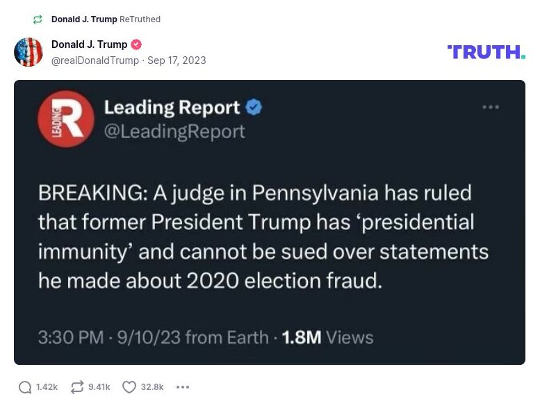 Post image from Donald Trump