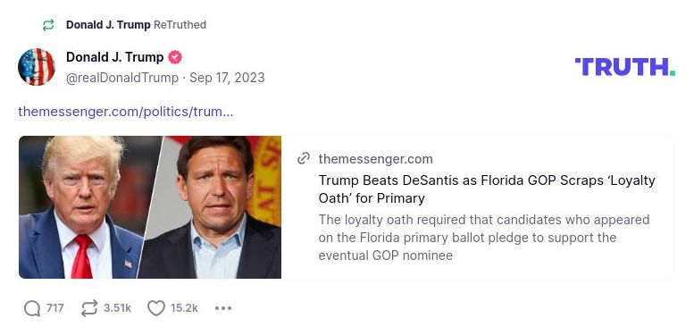 Post image from Donald Trump