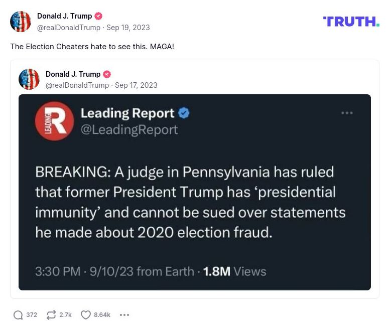 Post image from Donald Trump