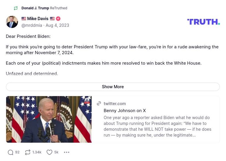 Post image from Donald Trump