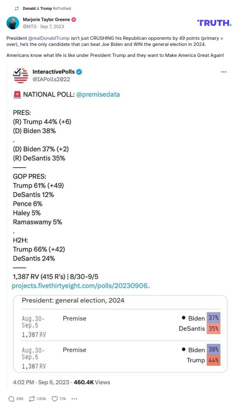 Post image from Donald Trump