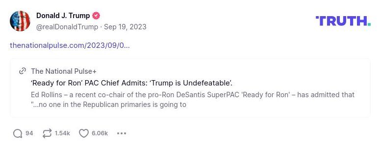 Post image from Donald Trump