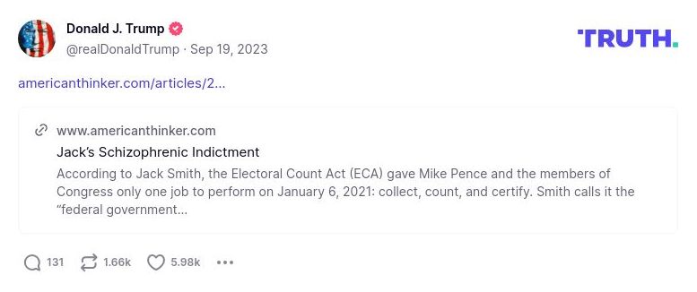 Post image from Donald Trump