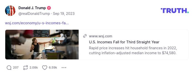 Post image from Donald Trump