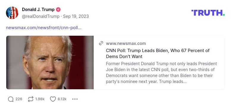 Post preview from Donald Trump