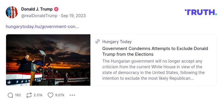 Post image from Donald Trump