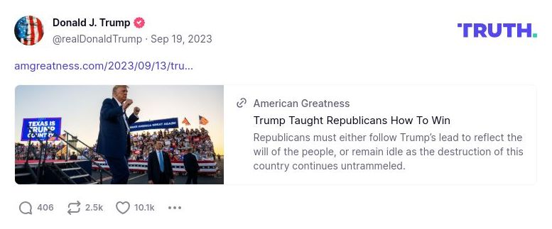 Post image from Donald Trump