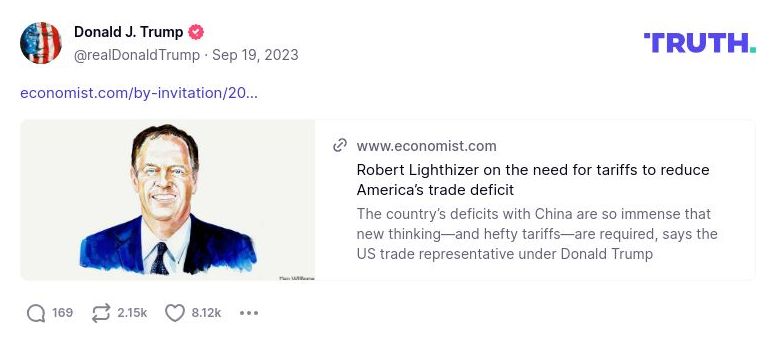 Post image from Donald Trump