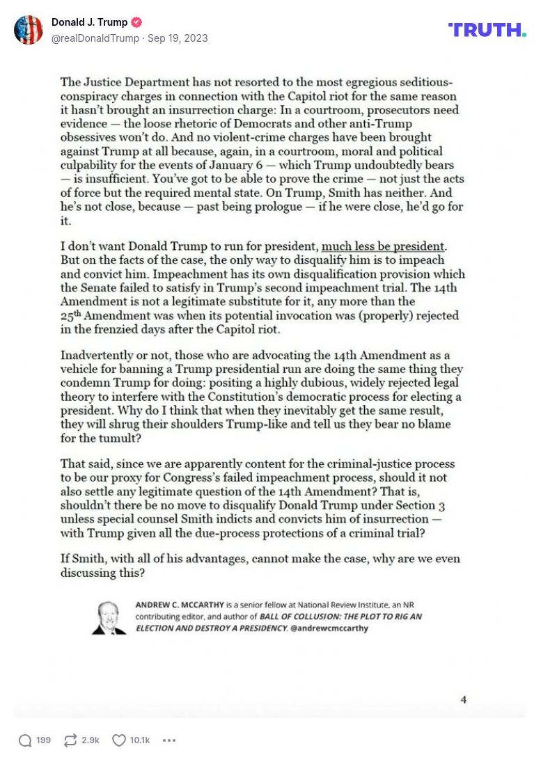 Post image from Donald Trump