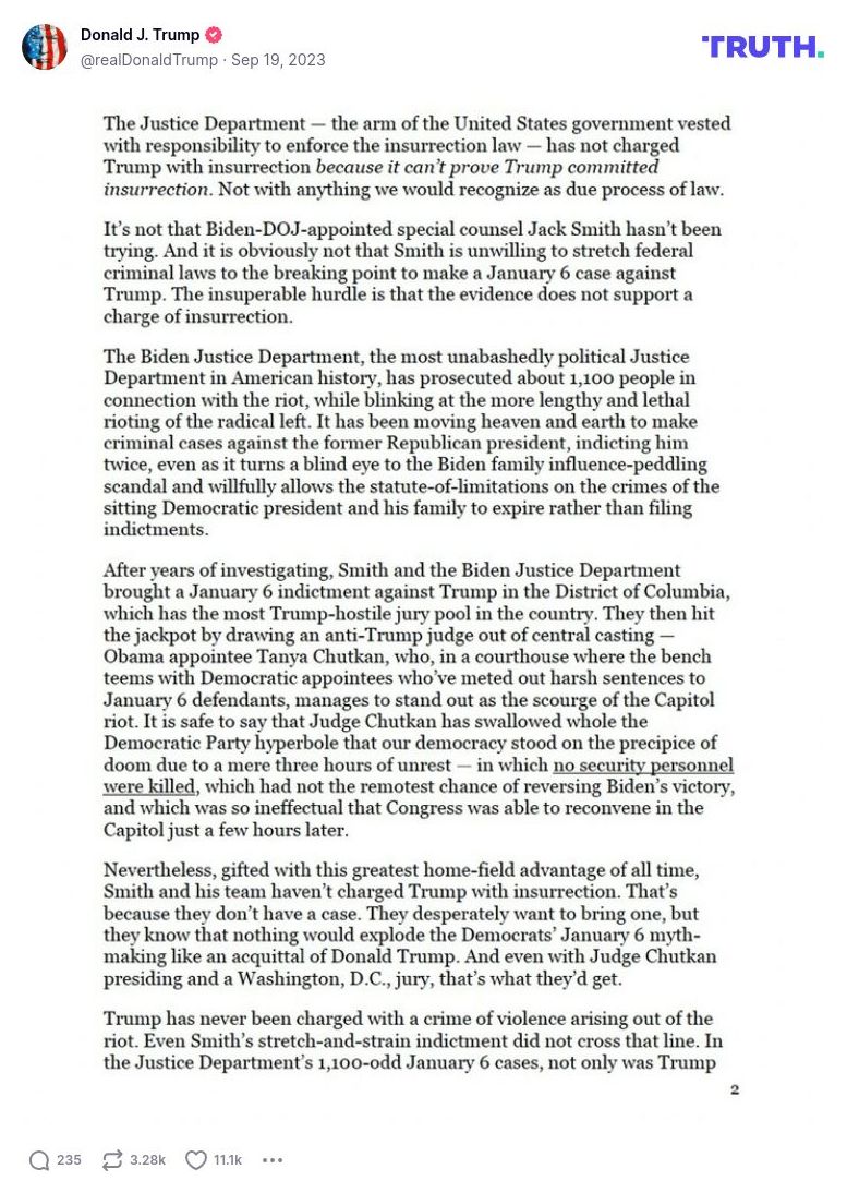 Post image from Donald Trump