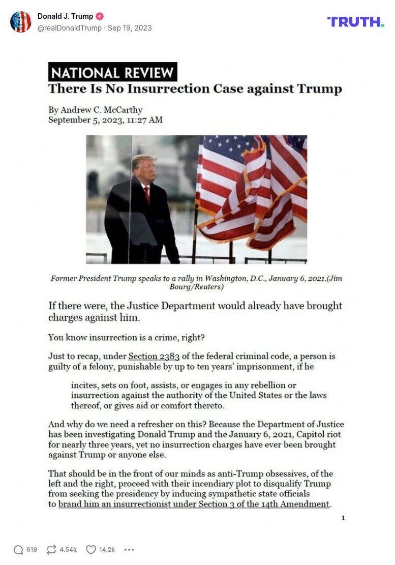 Post image from Donald Trump